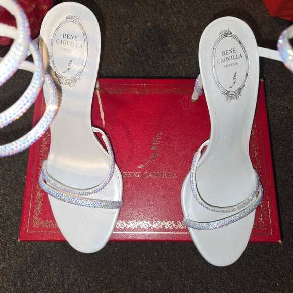 Rene Caovilla White Heels with Silver Details - Picture 1 of 7